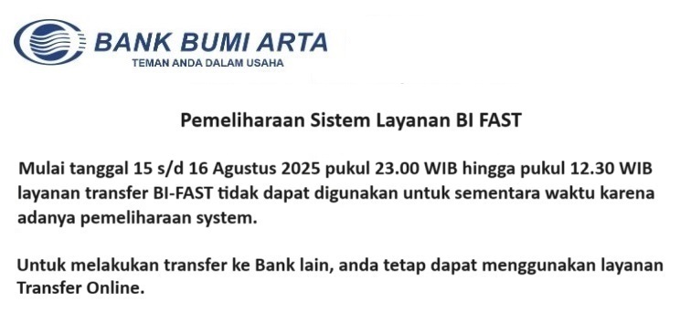 Pemeliharaan Sistem BI FAST 
