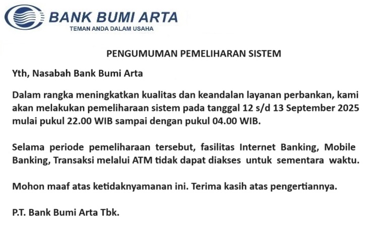 Pemeliharaan Sistem BI FAST
